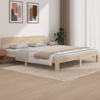 Cama Doble | Cama Para Adultos | Estructura De Cama Madera Maciza 180x200 Cm Cfw3449634