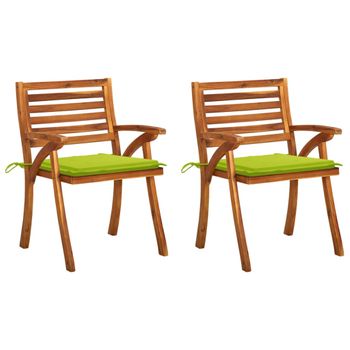 Pack 2 Uds Sillas De Comedor Jardín | Silla De Exterior | Sillón Con Cojines Madera Maciza Acacia Cfw6222661