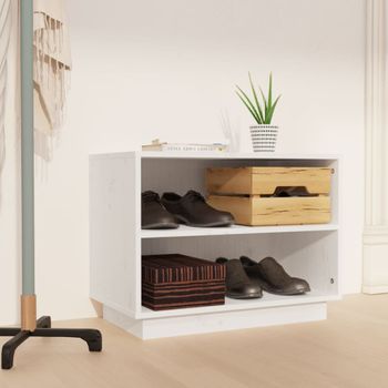 Zapatero | Mueble Zapato Moderno | Armario Zapatero De Madera Maciza De Pino Blanco 60x34x45 Cm Cfw8596313