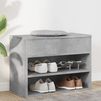 Banco Zapatero | Mueble Zapato Moderno | Armario Zapatero Madera Contrachapada Gris Hormigón 60x30x45 Cm Cfw8759475