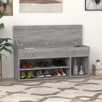 Banco Zapatero | Mueble Zapato Moderno | Armario Zapatero Madera Contrachapada Gris Sonoma 105x30x45 Cm Cfw8912865