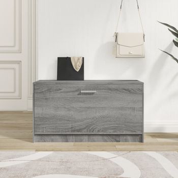 Banco Zapatero | Mueble Zapato Moderno | Armario Zapatero Madera Contrachapada Gris Sonoma 80x24x45 Cm Cfw6998747