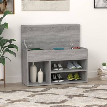 Banco Zapatero | Mueble Zapato Moderno | Armario Zapatero Madera Contrachapada Gris Sonoma 80x30x45 Cm Cfw8695516