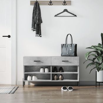 Banco Zapatero | Mueble Zapato Moderno | Armario Zapatero Madera De Ingeniería Gris Hormigón 102x35x55 Cm Cfw1701498