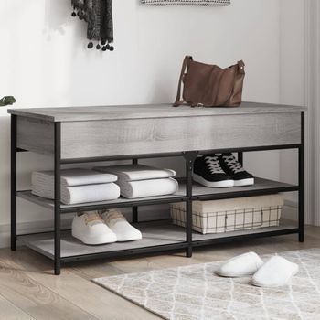 Banco Zapatero | Mueble Zapato Moderno | Armario Zapatero Madera De Ingeniería Gris Sonoma 100x42,5x50 Cm Cfw8018368