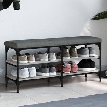 Banco Zapatero | Mueble Zapato Moderno | Armario Zapatero Madera De Ingeniería Gris Sonoma 102x32x47 Cm Cfw9979760