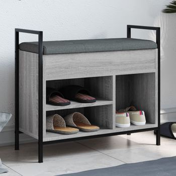 Banco Zapatero | Mueble Zapato Moderno | Armario Zapatero Madera De Ingeniería Gris Sonoma 65,5x32x57,5 Cm Cfw6339328