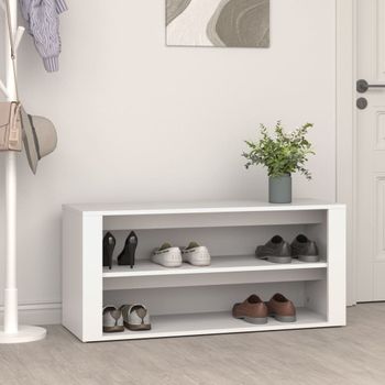 Zapatero | Mueble Zapato Moderno | Armario Zapatero De Madera Contrachapada Blanco 100x35x45 Cm Cfw7266220