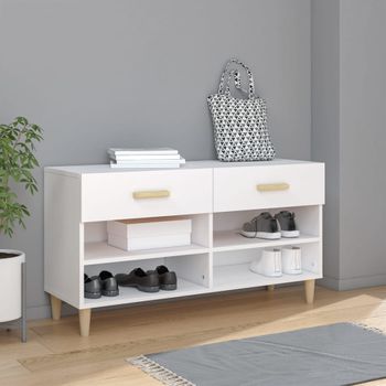 Zapatero | Mueble Zapato Moderno | Armario Zapatero De Madera Contrachapada Blanco 102x35x55 Cm Cfw4303372