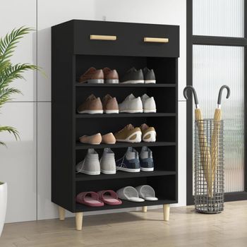 Zapatero | Mueble Zapato Moderno | Armario Zapatero De Madera Contrachapada Negro 60x35x105 Cm Cfw8727861