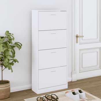 Zapatero | Mueble Zapato Moderno | Armario Zapatero Madera Contrachapada Blanco 63x24x147 Cm Cfw2446541