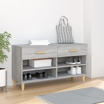 Zapatero | Mueble Zapato Moderno | Armario Zapatero Madera Contrachapada Gris Sonoma 102x35x55 Cm Cfw1455647