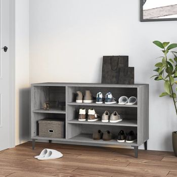 Zapatero | Mueble Zapato Moderno | Armario Zapatero Madera Contrachapada Gris Sonoma 102x36x60 Cm Cfw5516942