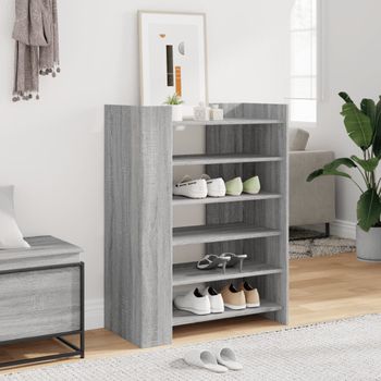 Mueble Zapato Moderno | Armario Zapatero Madera Ingeniería Gris Sonoma 74,5x37,5x100 Cm Cfw9476007