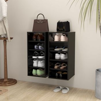 Muebles Zapateros 2 Uds | Mueble Zapato Moderno | Zapatero Madera Contrachapada Negro 31,5x35x70cm Cfw8627430