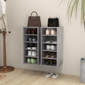 Muebles Zapatero | Mueble Zapato Moderno | Armario Zapateros 2 Uds Contrachapado Gris Hormigón 31,5x35x70cm Cfw6479630