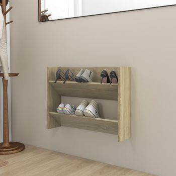 Zapatero | Mueble Zapato Moderno | Armario Zapatero De Pared Madera Contrachapada Roble Sonoma 80x18x60 Cm Cfw6984462