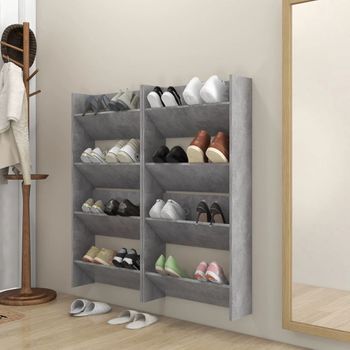 4 Uds Zapatero | Mueble Zapato Moderno | Armario Zapateros De Paredcontrachapada Gris Hormigón 60x18x60cm Cfw6344584