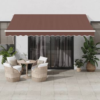 Toldo Retráctil Automático | Toldo Parasol | Toldo Exterior Con Luces Led Marrón 400x300 Cm Cfw1842481