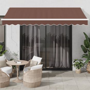 Toldo Retráctil Automático | Toldo Parasol | Toldo Exterior Marrón 350x250 Cm Cfw2511301