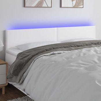 Cabecero Cama Con Led | Panel De Cabecera Cuero Sintético Blanco 160x5x78/88 Cm Cfw9737521