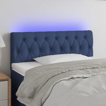 Cabecero Cama Con Led | Panel De Cabecera De Tela Azul 100x7x78/88 Cm Cfw7033558