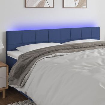 Cabecero Cama Con Led | Panel De Cabecera De Tela Azul 180x5x78/88 Cm Cfw5678303