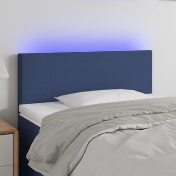 Cabecero Cama Con Led | Panel De Cabecera De Tela Azul 90x5x78/88 Cm Cfw8691248