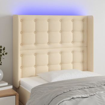 Cabecero Cama Con Led | Panel De Cabecera De Tela Color Crema 103x16x118/128 Cm Cfw2857834