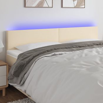 Cabecero Cama Con Led | Panel De Cabecera De Tela Color Crema 160x5x78/88 Cm Cfw8404031