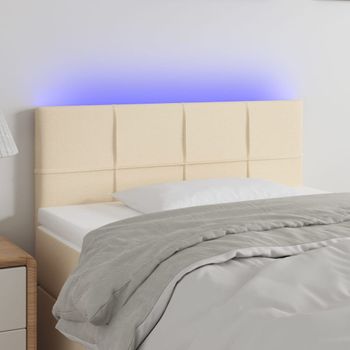 Cabecero Cama Con Led | Panel De Cabecera De Tela Color Crema 90x5x78/88 Cm Cfw6648226