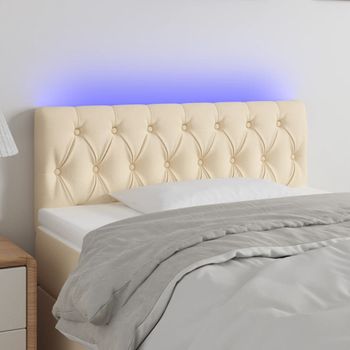 Cabecero Cama Con Led | Panel De Cabecera De Tela Color Crema 90x7x78/88 Cm Cfw7405297