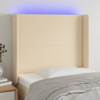 Cabecero Cama Con Led | Panel De Cabecera De Tela Color Crema 93x16x118/128 Cm Cfw4752200