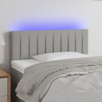 Cabecero Cama Con Led | Panel De Cabecera De Tela Gris Claro 90x5x78/88 Cm Cfw9232299