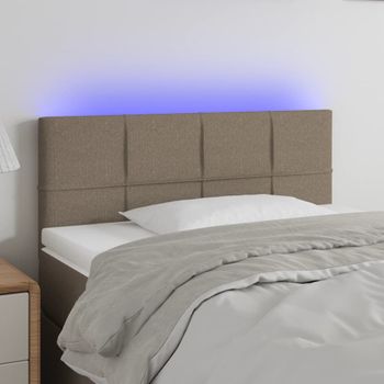 Cabecero Cama Con Led | Panel De Cabecera De Tela Gris Taupe 100x5x78/88 Cm Cfw2883064