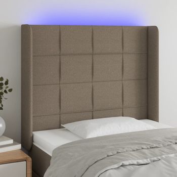 Cabecero Cama Con Led | Panel De Cabecera De Tela Gris Taupe 103x16x118/128 Cm Cfw8189246