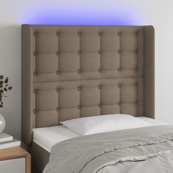 Cabecero Cama Con Led | Panel De Cabecera De Tela Gris Taupe 103x16x118/128 Cm Cfw8237761