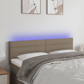 Cabecero Cama Con Led | Panel De Cabecera De Tela Gris Taupe 144x5x78/88 Cm Cfw6450837