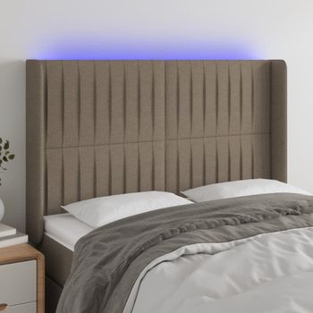 Cabecero Cama Con Led | Panel De Cabecera De Tela Gris Taupe 147x16x118/128 Cm Cfw4287463