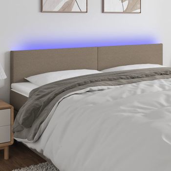 Cabecero Cama Con Led | Panel De Cabecera De Tela Gris Taupe 160x5x78/88 Cm Cfw9708621