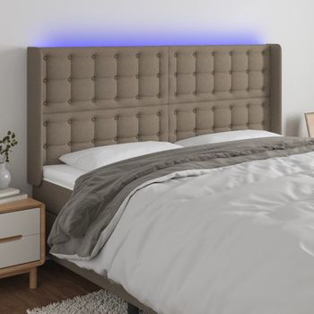 Cabecero Cama Con Led | Panel De Cabecera De Tela Gris Taupe 163x16x118/128 Cm Cfw3607984