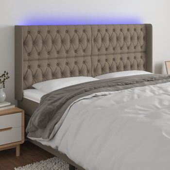 Cabecero Cama Con Led | Panel De Cabecera De Tela Gris Taupe 183x16x118/128 Cm Cfw4418981