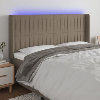 Cabecero Cama Con Led | Panel De Cabecera De Tela Gris Taupe 203x16x118/128 Cm Cfw9351501