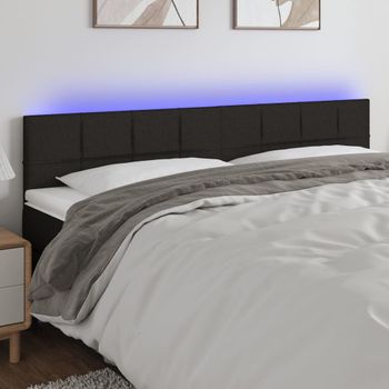 Cabecero Cama Con Led | Panel De Cabecera De Tela Negro 160x5x78/88 Cm Cfw7051432