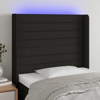 Cabecero Cama Con Led | Panel De Cabecera De Tela Negro 83x16x118/128 Cm Cfw7670693