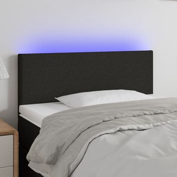 Cabecero Cama Con Led | Panel De Cabecera De Tela Negro 90x5x78/88 Cm Cfw8822219