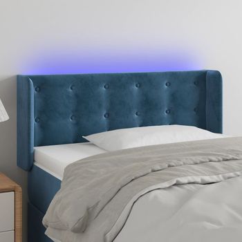 Cabecero Cama Con Led | Panel De Cabecera De Terciopelo Azul Oscuro 103x16x78/88 Cm Cfw5585432