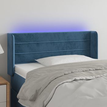 Cabecero Cama Con Led | Panel De Cabecera De Terciopelo Azul Oscuro 103x16x78/88 Cm Cfw6680838