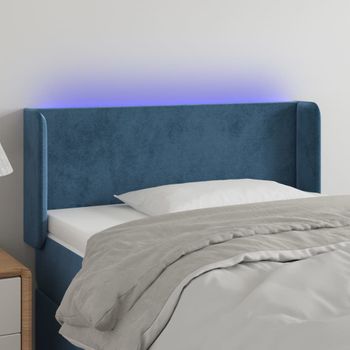 Cabecero Cama Con Led | Panel De Cabecera De Terciopelo Azul Oscuro 103x16x78/88 Cm Cfw9401082