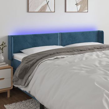 Cabecero Cama Con Led | Panel De Cabecera De Terciopelo Azul Oscuro 163x16x78/88 Cm Cfw6652904